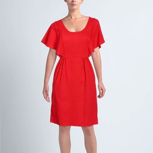 Molly Bracken red flutter sleeve linen midi dress - size Medium (M) - Picture 1 of 8